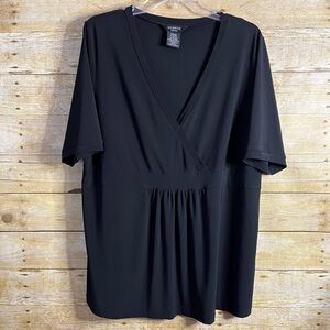 George Women’s Black Surplice Top Pullover Black Empire Waist EUC Size 1X 16W